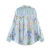 European and American Style, New Women's Clothing, Foreign Style, Flower Printing Silk Satin Texture Shirt 3564119