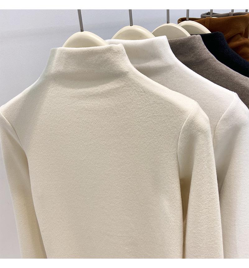 Women's Slim Fit German Velvet Turtleneck Long Sleeve Top - Fall/Winter, Figure-Flattering, Ins Style