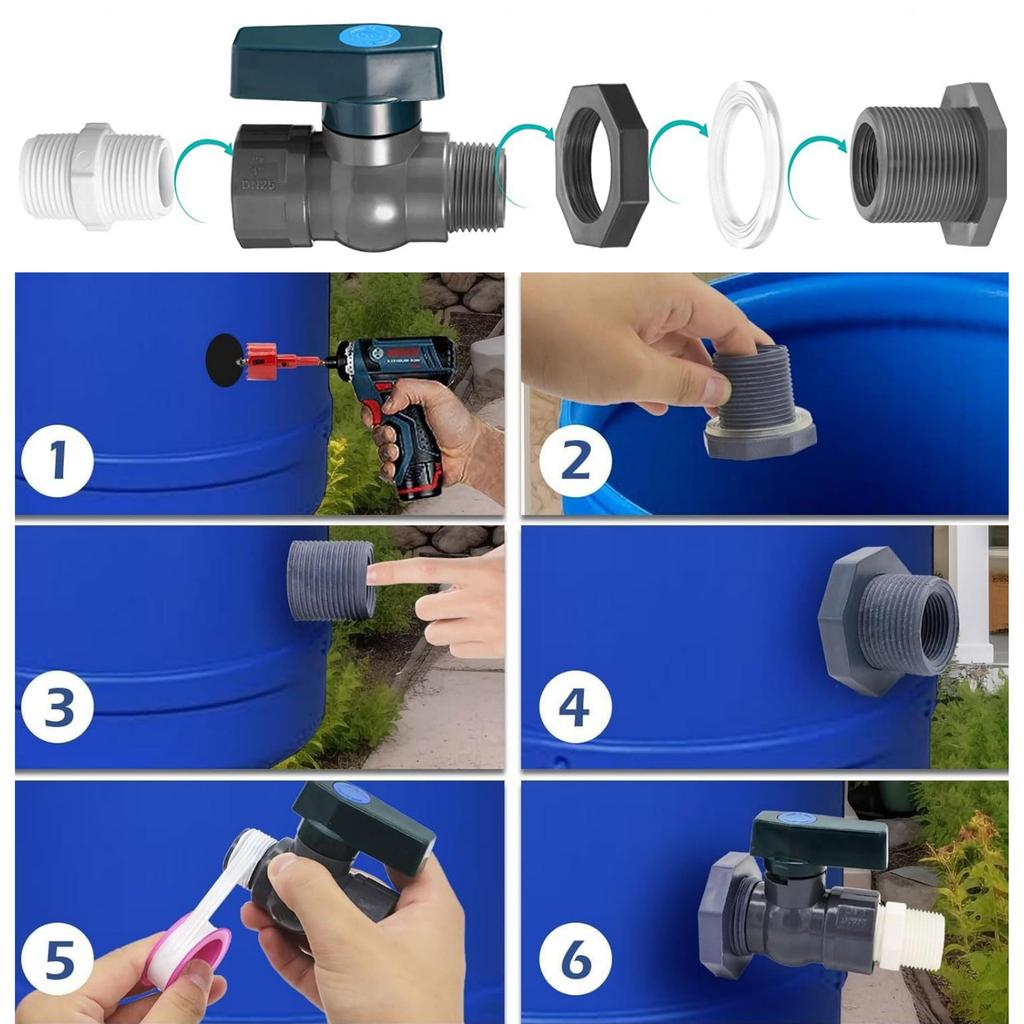 Kit Robinet pentru Butoi de Apă din PVC - Instalare Ușoară, Montare pe Perete, Etanș