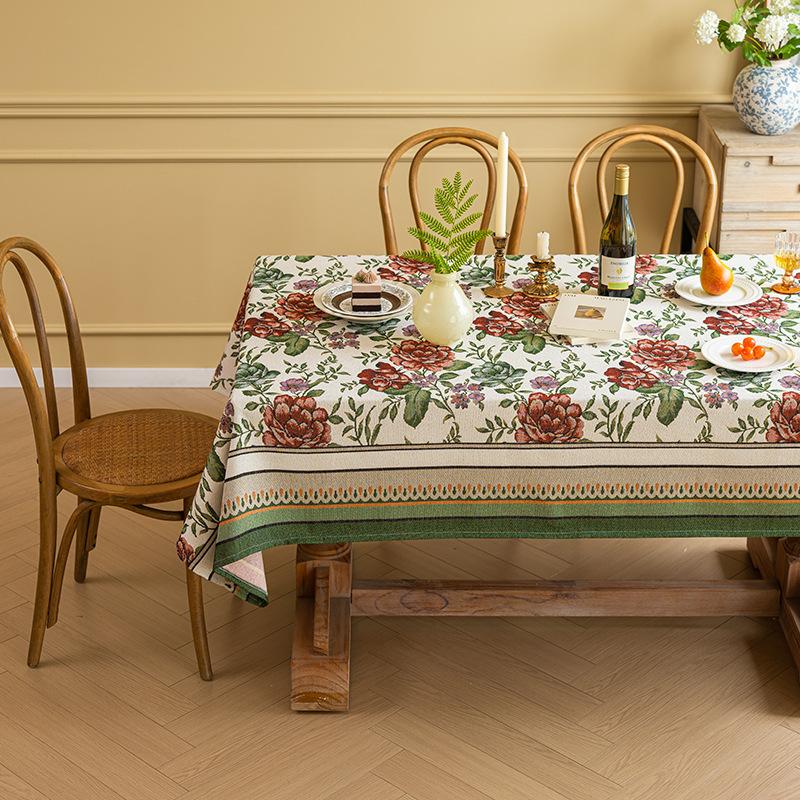 Thick Cotton Linen American Country Farmhouse Style Rectangular Tablecloth