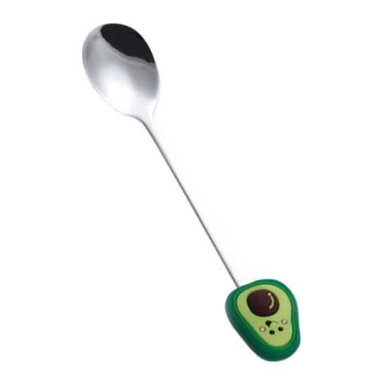 Stainless Steel Spoon, with Strawberries Durians Watermelons Avocados Decor, Durable Rust-Resistant Dessert Spoon, for Coffee Tea Stirring And F