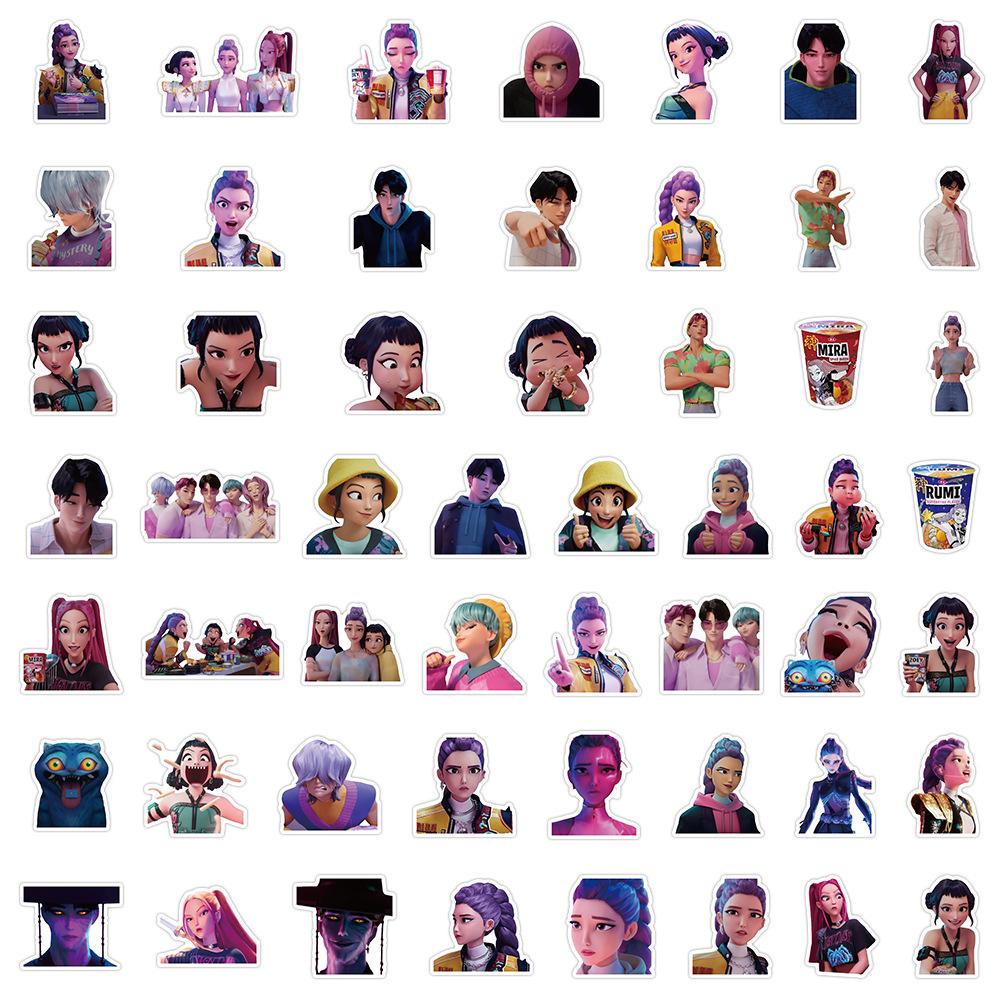 74 K-Pop & Demon Hunter Graffiti Stickers: Cartoon Animation Characters, Creative DIY Sets