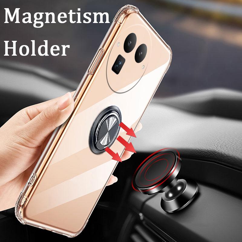 For Realme GT8 Case Ring Holder Ultra Thin Transparent Car Navigation Soft Silicone Clear Cover For Realme GT8 Pro Phone Casing