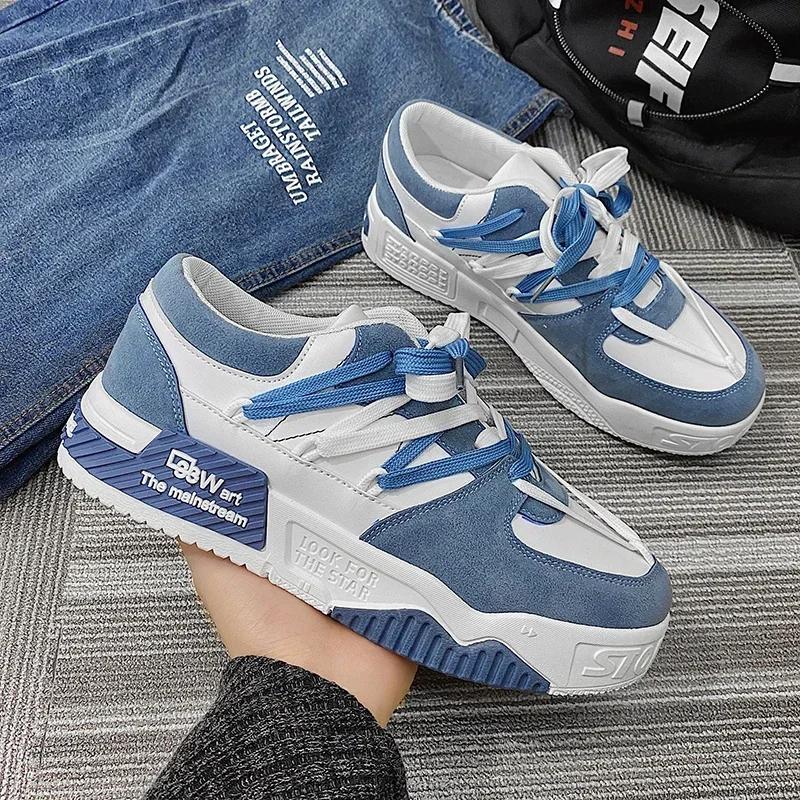 Fashion Sneakers Mens Shoes Designer Men Casual Shoes Trend Two-tone Lace Up Platform Student Shoes Male Vulcanized Zapatillas De Hombre
