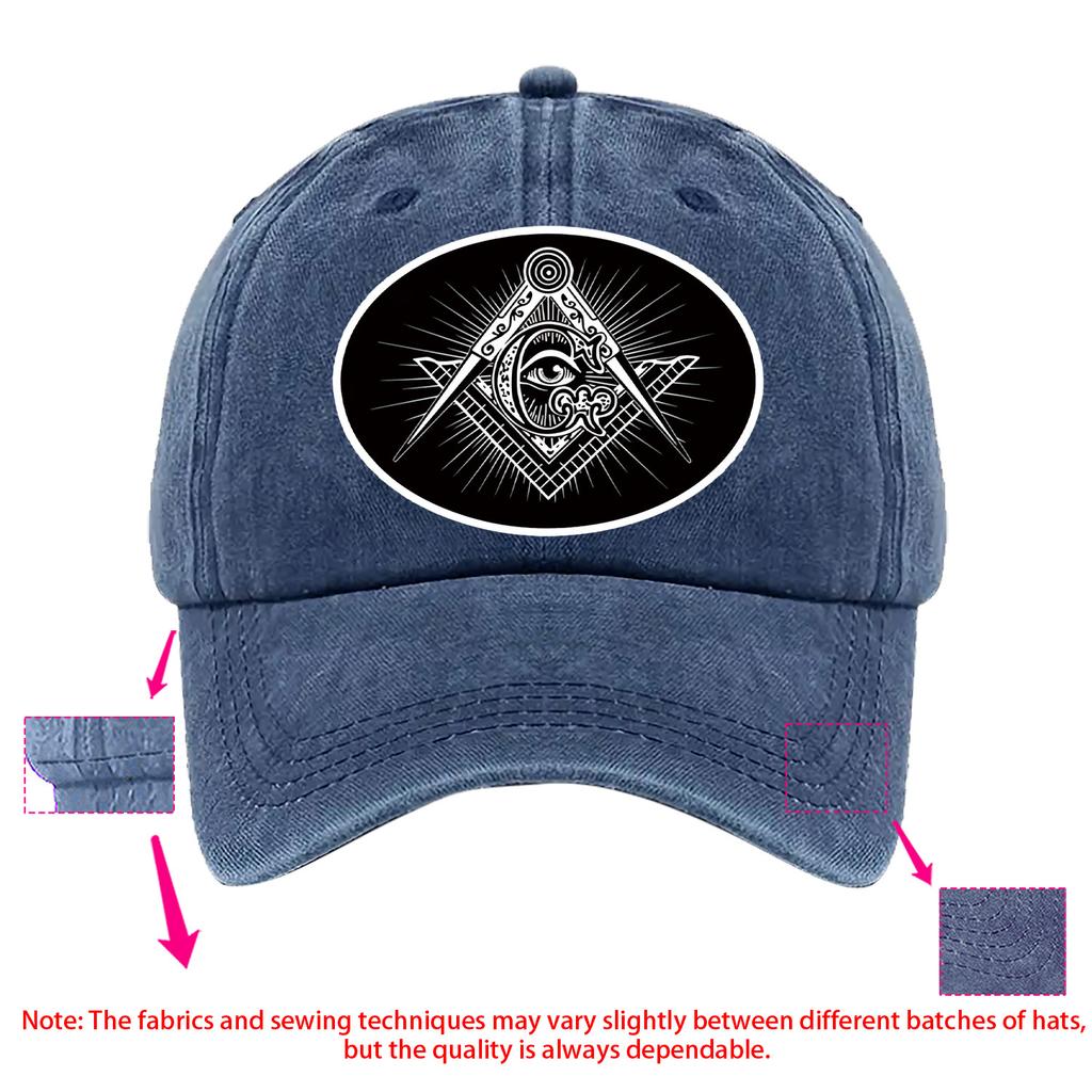 Freemason Seeing Eye Symbol Print Adjustable Baseball Cap Lightweight Washable Hat Suitable for Casual Themed Events
