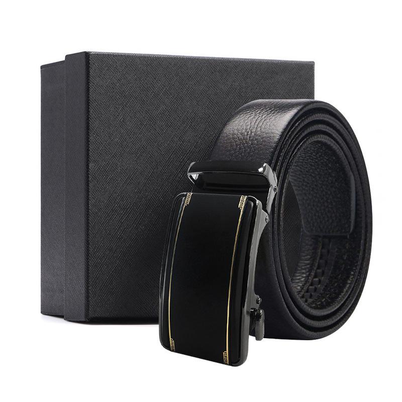 Belt Men's Premium Business Gift Box First Layer Cowhide Belt Alloy Button Head Gift High-end Automatic Buckle Belt