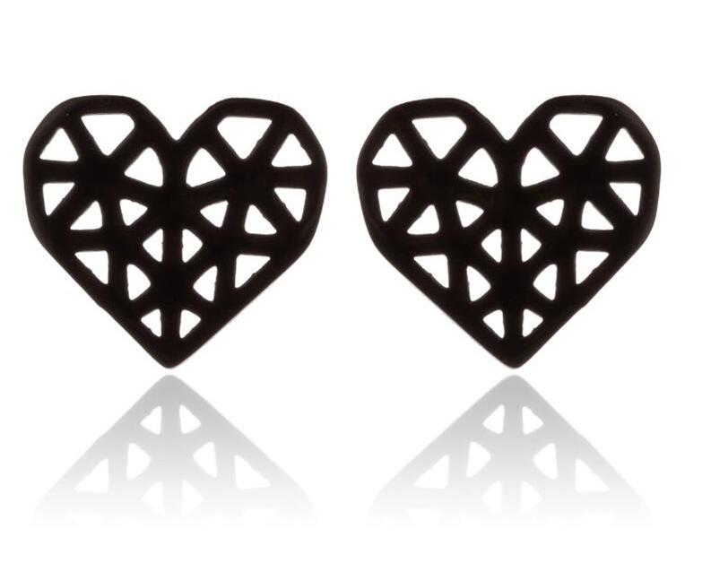 Mode Edelstahl Geometrische Ohrringe Schwarz Kleine Stern Mond Rund Dreieck Ohrstecker für Frauen Männer Hip Hop Ohr Zirkon 2022