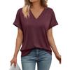 Women's Casual V-Neck Batwing Sleeve T-Shirt Loose Fit Solid Color Summer Top