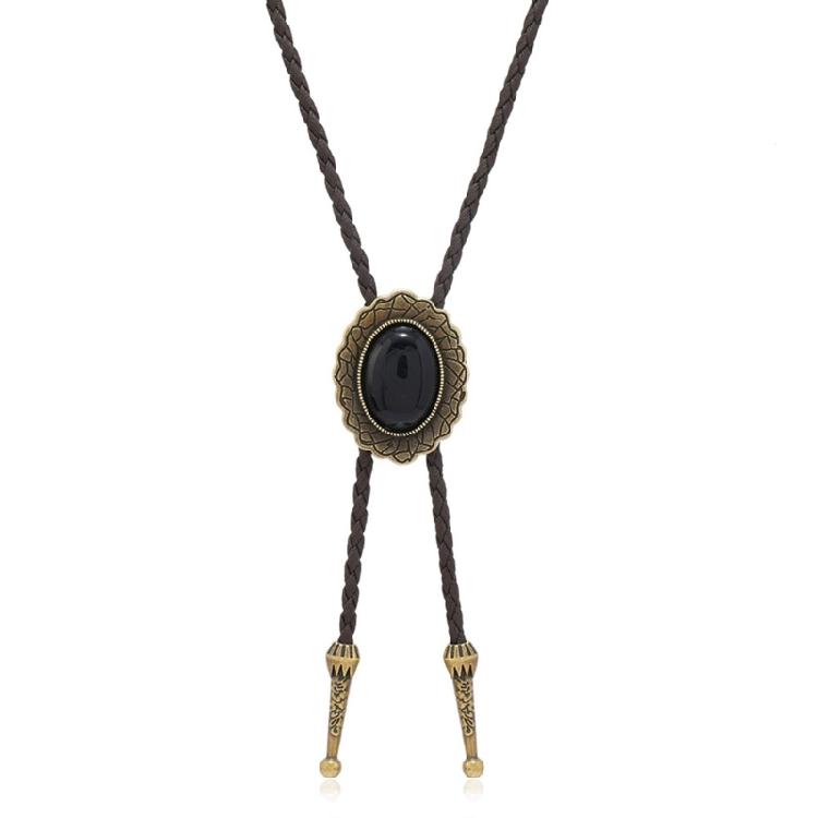 Men Bolo Tie Metal Eagle Bird Stone Cowboy Hat Western Necklace Costume Accessory