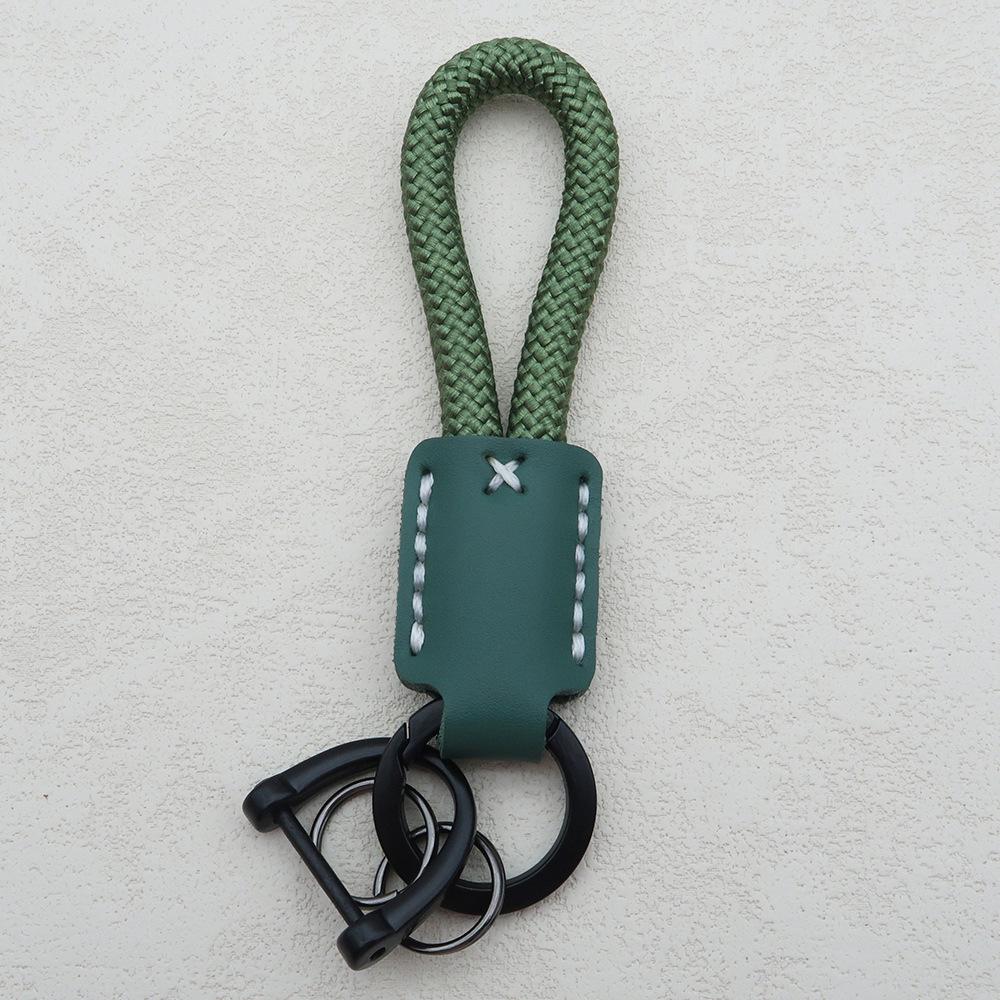 Hand-Woven Cowhide Leather Keychain Pendant with Logo Embossing - High-Quality Anti-Lost Car Lanyard