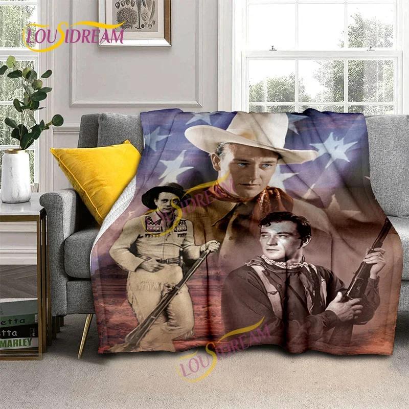 John Wayne Blanket Super Soft 3D Printed Famous Cowboy Actor John Wayne Flannel Blanket Home Bedroom Washable Warm Lazy Blanket
