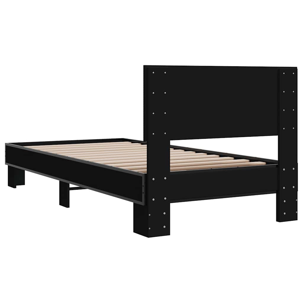 Bed Frame Black 75 x 190 cm Particleboard and Metal
