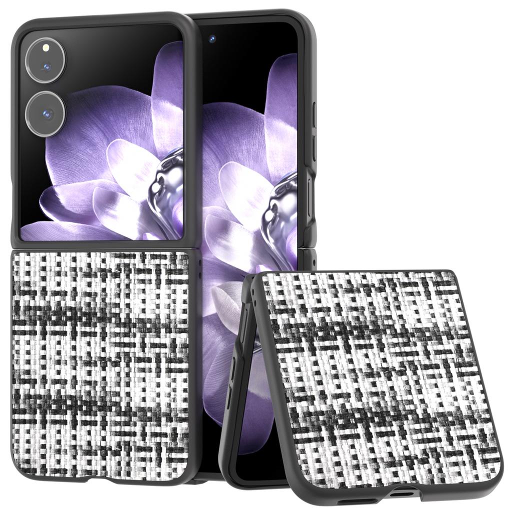 Para Capa Xiaomi Mix Flip 5G Couro+PC Capa de Telefone Textura Xadrez