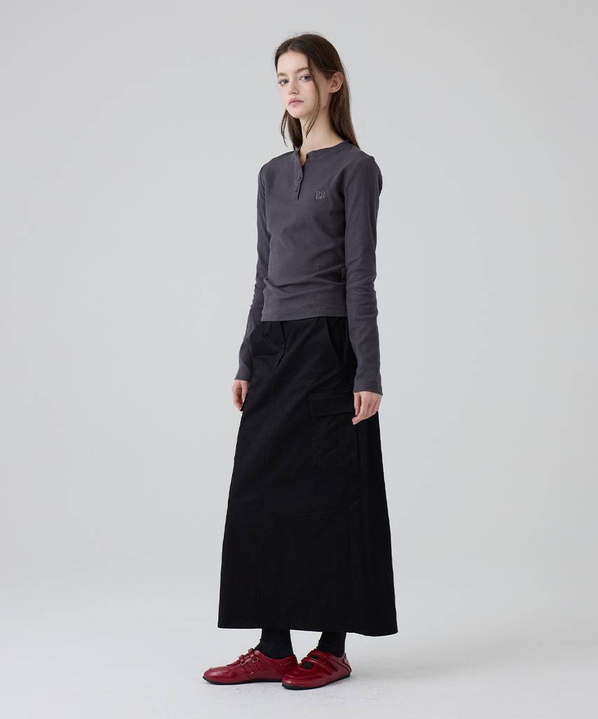 Dangled Drop Dgdp Cotton Maxi Skirt_Black