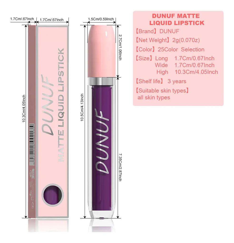 Dunuf Waterproof Matte Lip Gloss Does Not Transfer