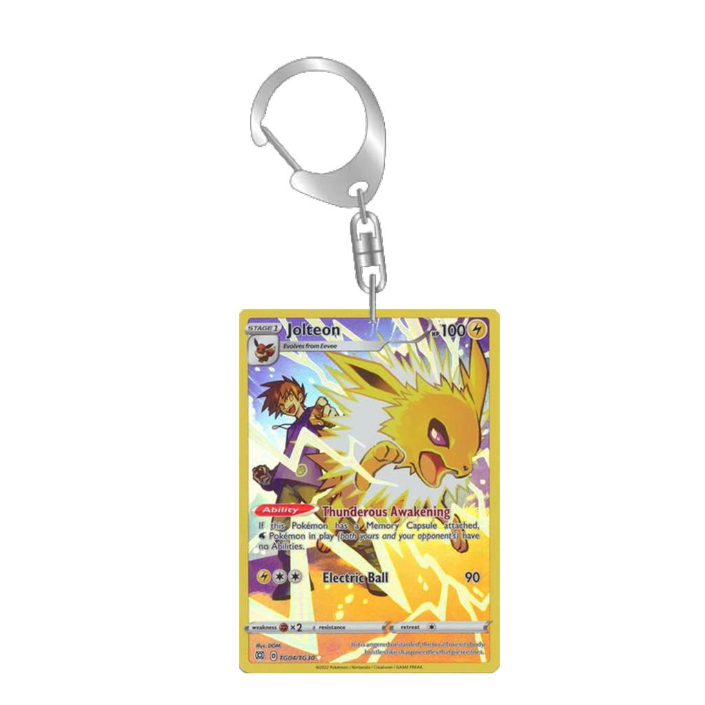 Anime Cartoons Acrylic Key Buckle for Mew Raichu Starly Braixen Skitty Eevee Evolutions Team Rocket Self-Made Card Key Ring Gift
