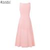 ZANZEA Women Summer V-Neck Sleeveless Lace Patchwork Casual Dress