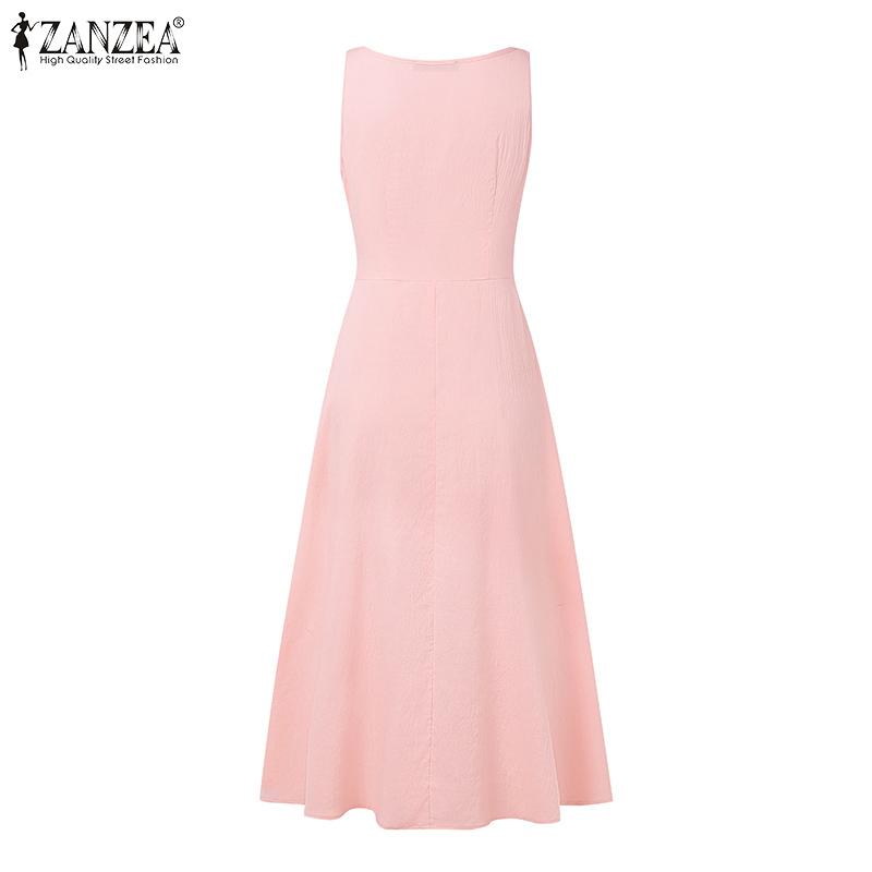 ZANZEA Women Summer V-Neck Sleeveless Lace Patchwork Casual Dress