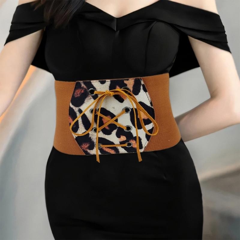 Girls Trendy Waist Belt Leopard Print Costume Underbust Jewelry Waist Body Jewelry for Party Jeans Belt Cowboy Chain