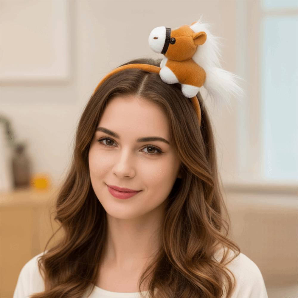 Cartoon Horse Hair Hoop Pony Headpiece Sweet New Year Headband Women
