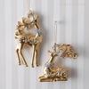 Golden Deer Ornaments Set of 2 Christmas Tree Decorations Reindeer Gold Stylish Cute Sparkly