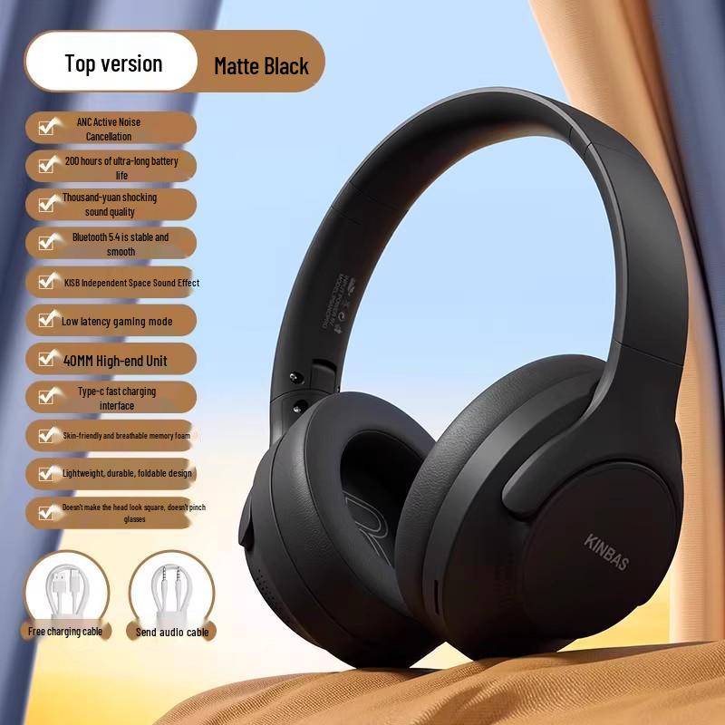 Kabellose Over-Ear Bluetooth-Kopfhörer mit 200 Stunden Akkulaufzeit, Geräuschunterdrückung und Gaming-Funktionen für Sport, Mobiltelefon und Computer