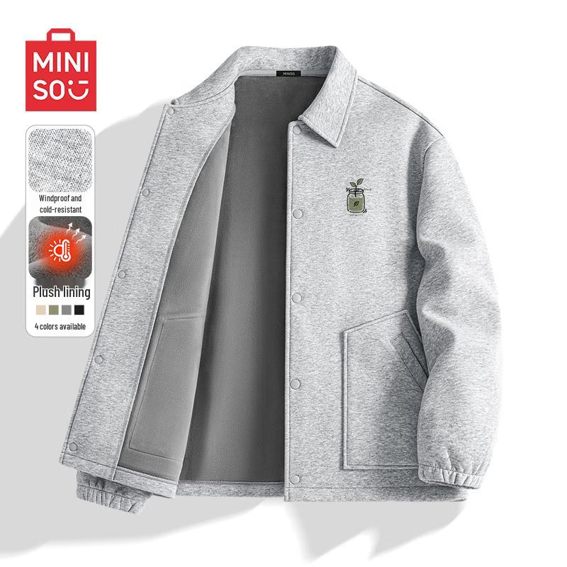 MINISO Men s Winter Fleece-Lined Lapel Jacket 2XL