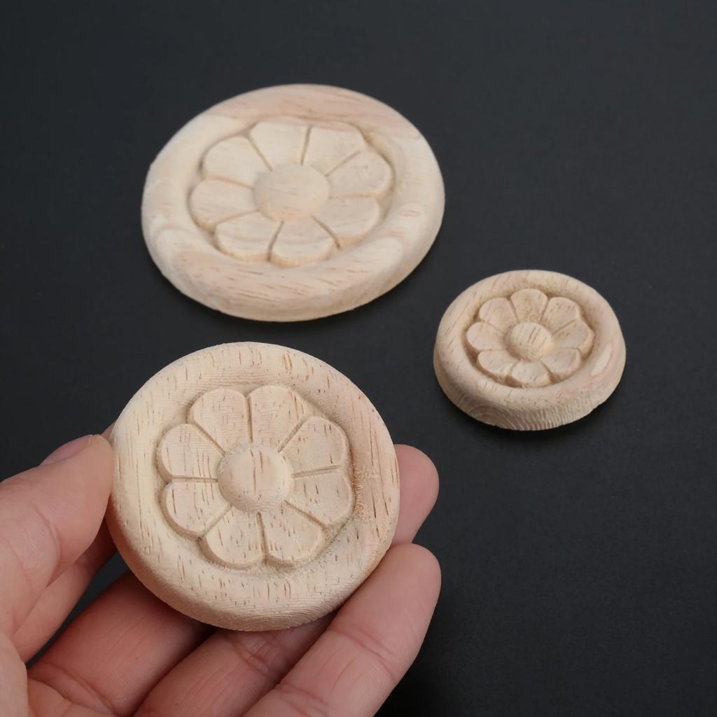 2 Pcs 4cm/5cm/6cm Wood Carved Corner Appliques Frame Furniture Wall Doors Woodcarving Decal Decorative Wooden Figurines Crafts