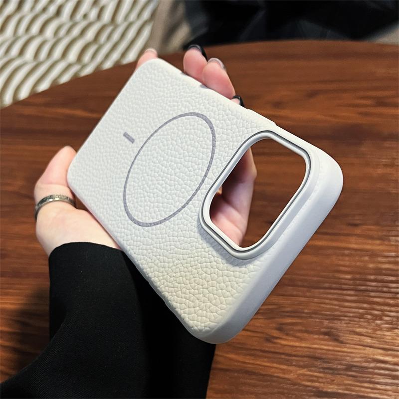 Luxury MagSafe Lychee Leather Case for iPhone 16 Pro Max/15/14 Plus/13/12/11 Pro | Wireless Charging & Drop Protection