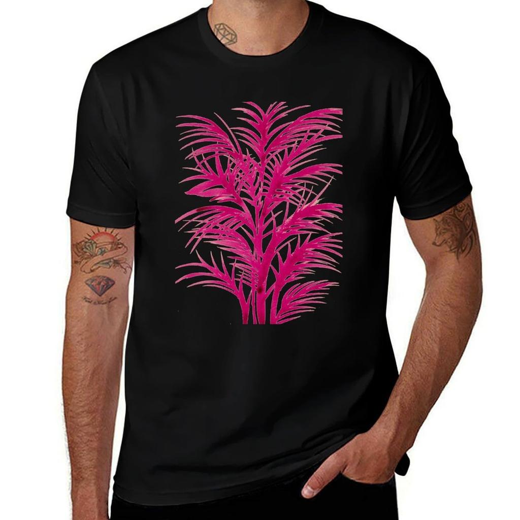 Pink Palms T-Shirt Big and Tall Crew Neck Tee