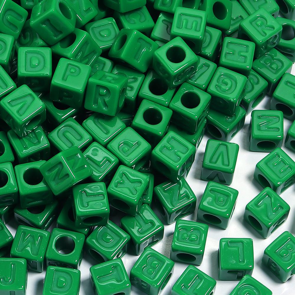 50pcs/lot 12mm Acrylic Square Alphabet Beads Solid Color Large Hole Loose Letter Beads For DIY Handcraft Bracelet Necklace