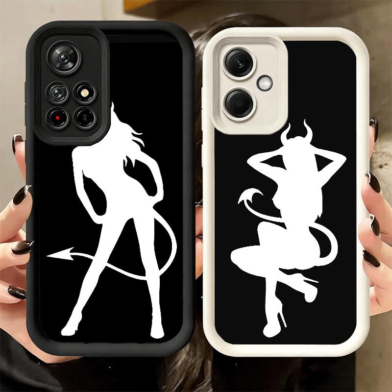 Devil Girl Silhouette Cool Soft Phone Case for Xiaomi Poco X7 X6 X5 Pro X4 Gt X3 F7 Ultra M8 M7 Redmi 15C 15 14C 13 13C 12 12C 1