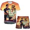 Summer Children Game GTA 5 Clothes Sports Clothes For Baby Girl Boy Tshirts 2 Piece Set Kids Baby Children 1-14 Years Clothing