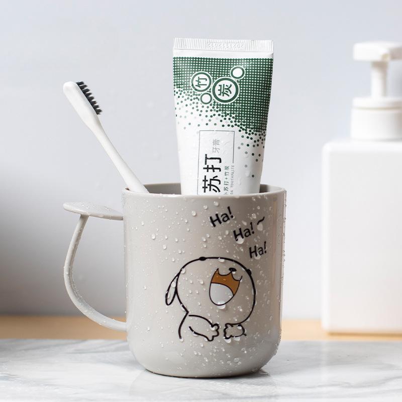 

Детская мультяшная милая чашка для полоскания рта, бытовая чашка для чистки зубов большой емкости, пластиковая чашка для умывания для пары 401-500ml серый