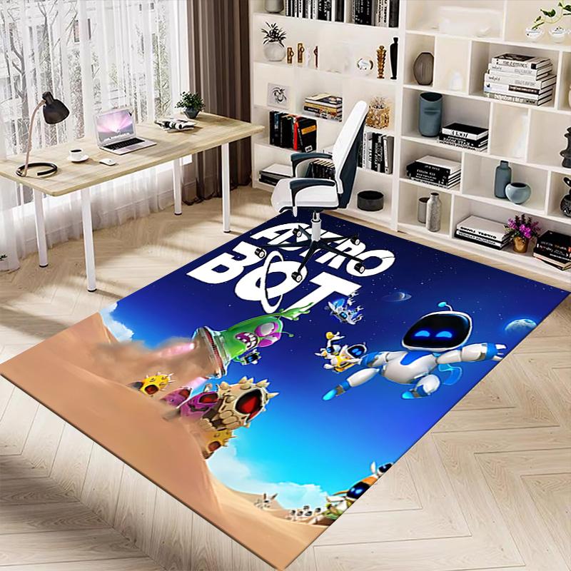 1 Stück Astro Bot Abenteuer Teppich für Spielzimmer Schlafzimmer Wohnzimmer Sofa Heimdekoration, Kinder Spielbereich Teppich Rutschfeste Fußmatte Y72311