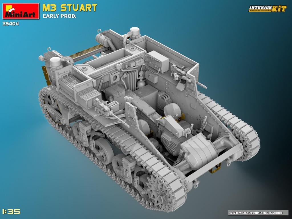 MiniArt Interior Kit Series Scale WWII US Army M3 Stuart Early Production Full Interior Plastic Model Kit MA35404 1/35
