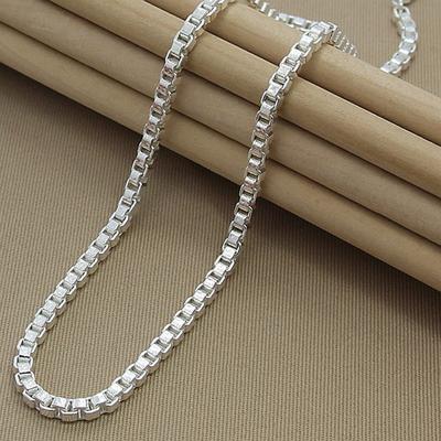 Kutu Zincir Kolye 925 Takı Gümüş 4 MM Genişlik Zincir Bağlantı Kolye Kadın Erkek Takı için Yeni