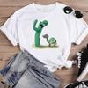 (Aziatische maat) Korte mouw print cactus trend mooie stijl vrouwelijke T-kleding zomer top casual dames grafische tee dames mode T-shirt