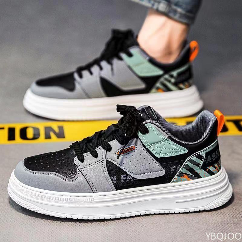 Fashion Trendy Color Blocked Men's Single Shoes 2025 Spring Breathable and Versatile Thick Soled Sports and Leisure Board Shoes Sneakers
