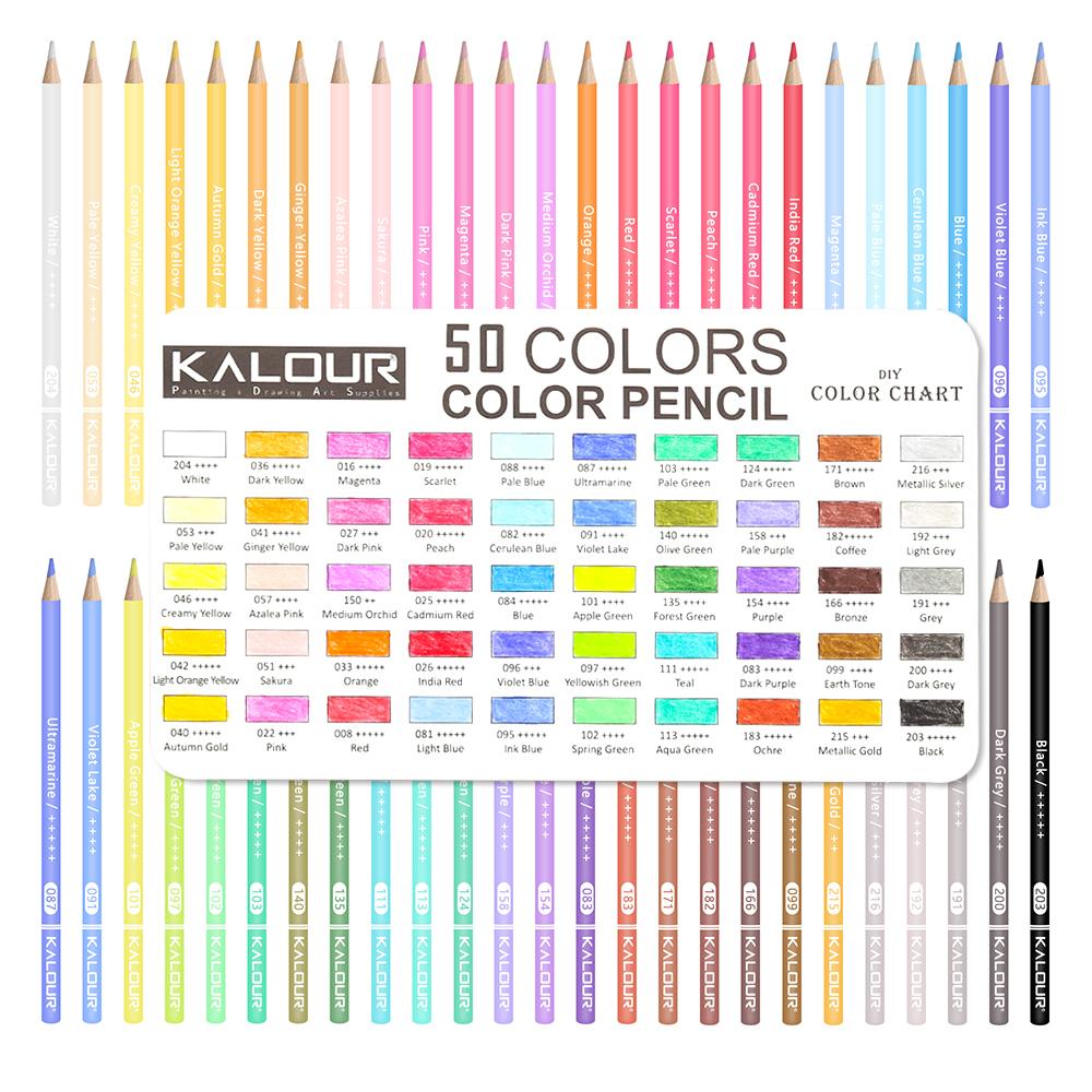 Hot Sale High Grade Cheap Price Soft Core Oil Based 50colors Colored Pencils Drawing Kit in Tin Box for Artist and Student
