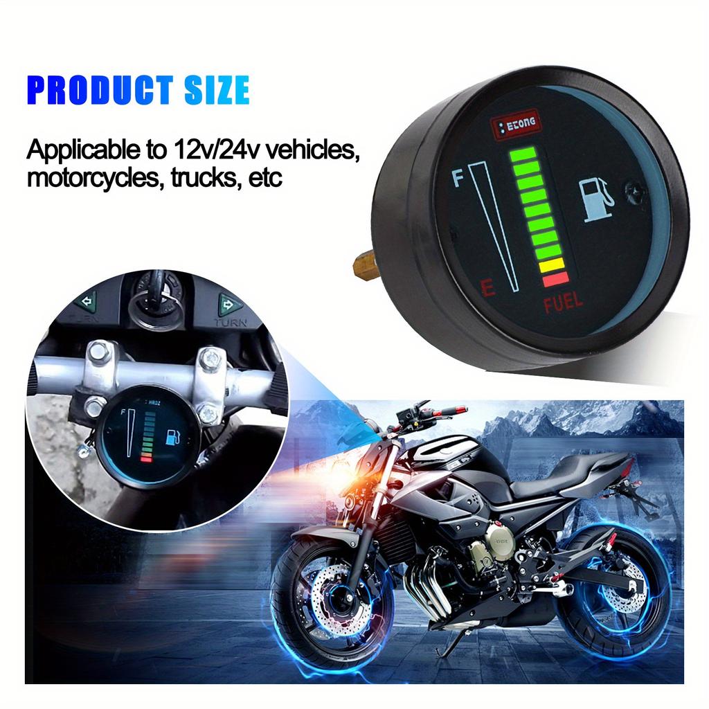 1pc 12V/24V Universal Car Motorcycle Fuel Level Meter Gauge LED Light Display Fuel Tank Gauge Boat Truck RV