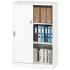 Office Cabinet 2 Lockable Sliding Doors Dim 80L X 40W X 120H Cm 2 Shelves In White Wood