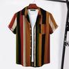 Men Shirt Contrast Color Vintage Striped Short Sleeves Single-breasted Daily Wear Cotton Pocket Men Summer Top Men Clothes