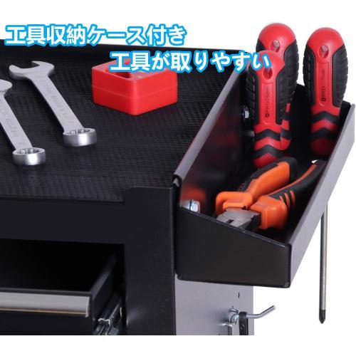 Tappros Tool Cart, 2-Tier Black Tool Cart with Drawers and Casters, Heavy-Duty Capacity Tool Cabinet, Tool Storage, Tool Dolly, Car Maintenance, Garag