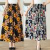 Mütter mittleren Alters und ältere Mütter Sommer Blumen Halbrock Eis Seide Blumen Langer Rock Elastischer Bund Rock