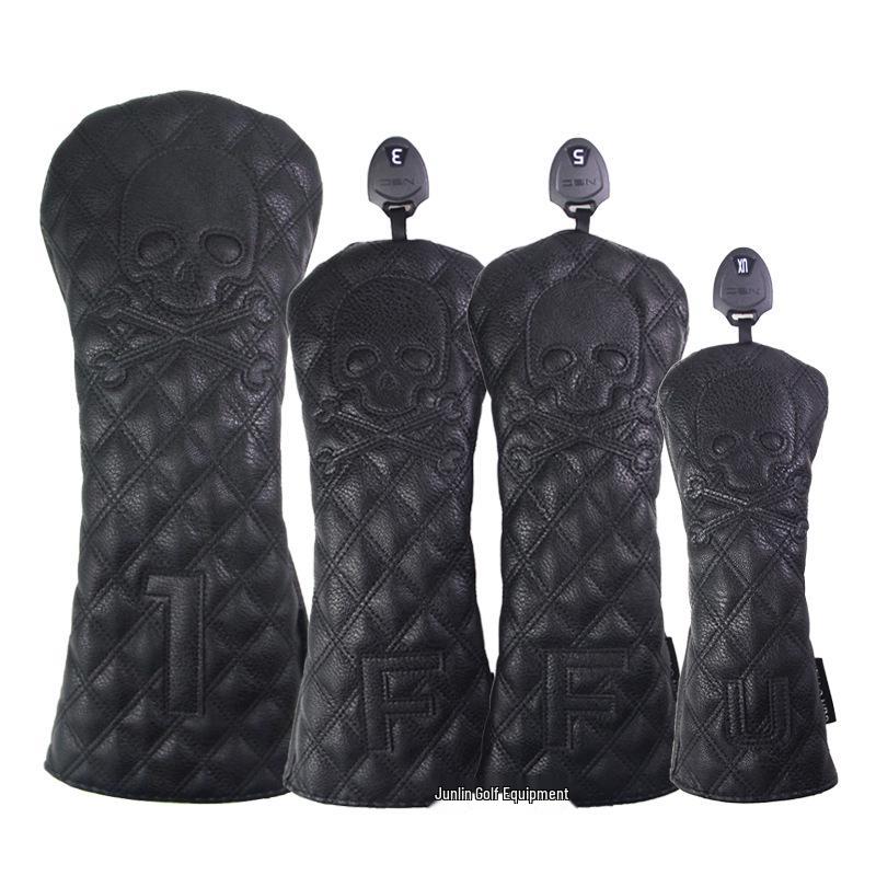 Diamond Skull Head Waterproof Golf Club Cover: Protects 1/3/5/UT Woods