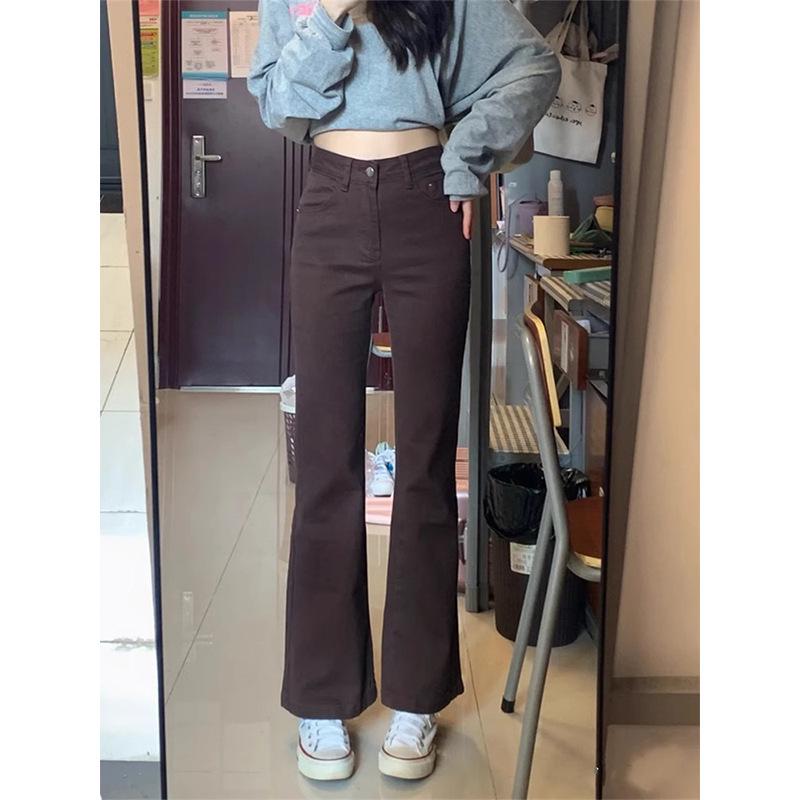 Women's Plus Size High Waist Elastic Black Flare Jeans - Autumn/Winter Slim Fit