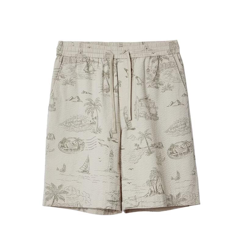 JACK & JONES Men's Seersucker Ocean Print Casual Shorts