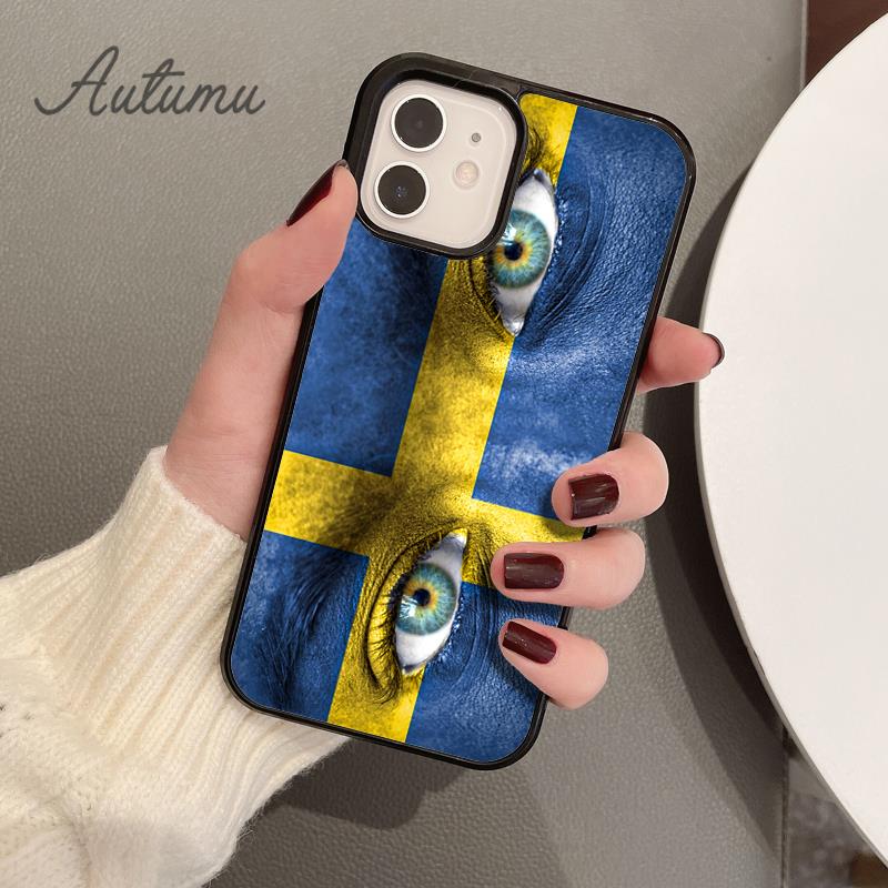 Schweden Flagge Handyhülle für iPhone 11 12 13 14 Pro Max mini X XR XS SE 2020 5 6S 7 8 Plus Samsung Galaxy S21 S22 Hülle