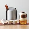 High-End Light Luxury Ruyao Open Piece Travel Tea Set Portable A-Pot-Three-Cups Set for Outdoor Business Gifts